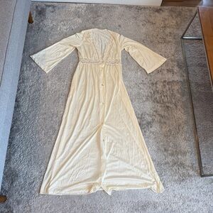 By Barad Vintage Night Gown Slip Silky White MaxiDress Size S